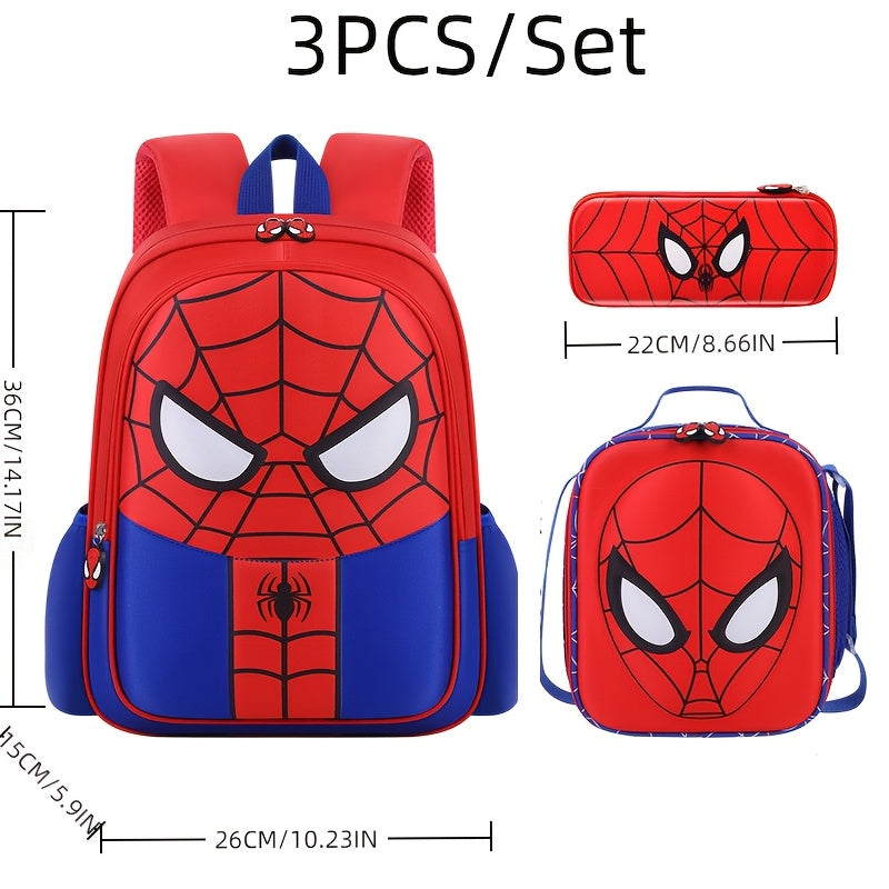 Ensemble sac à dos Spider-Man enfant – 3 pièces (cartable + trousse + sac repas)